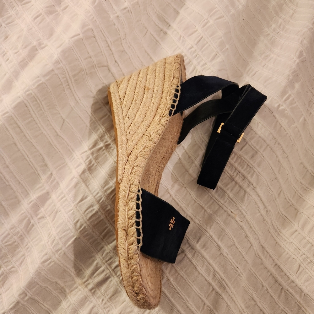 Tory Burch Navy Blue Baily Wmen's Blnsvy Blue  Espadrille Sandals  Size 9 - Picture 14 of 15